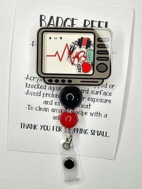 Nurse Badge Reel with AED & Heartbeat Design